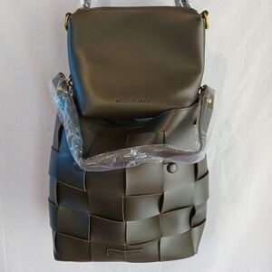 Melie Bianco Vegan Faux Leather Olive Green Purse Crossbody Bag & Pouch  NWT!